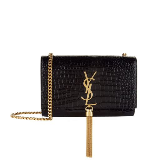 ysl tassel bag snake embossed black medium|Saint Laurent Kate Medium Tassel YSL Crossbody Bag in Croc .